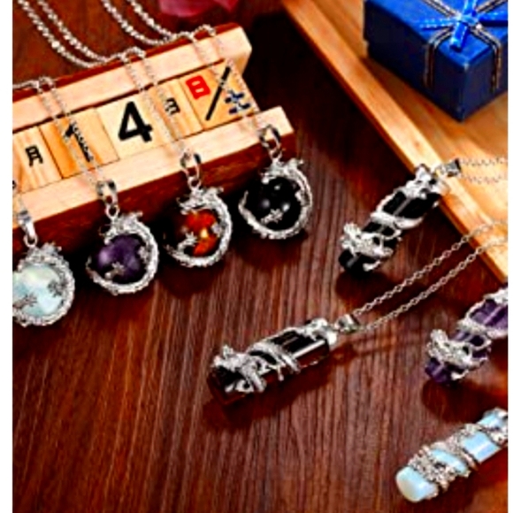 Dragon Warpped Chakra Crystal Reiki Healing Gemstone Necklaces Set of 8 NWT - Picture 5 of 5